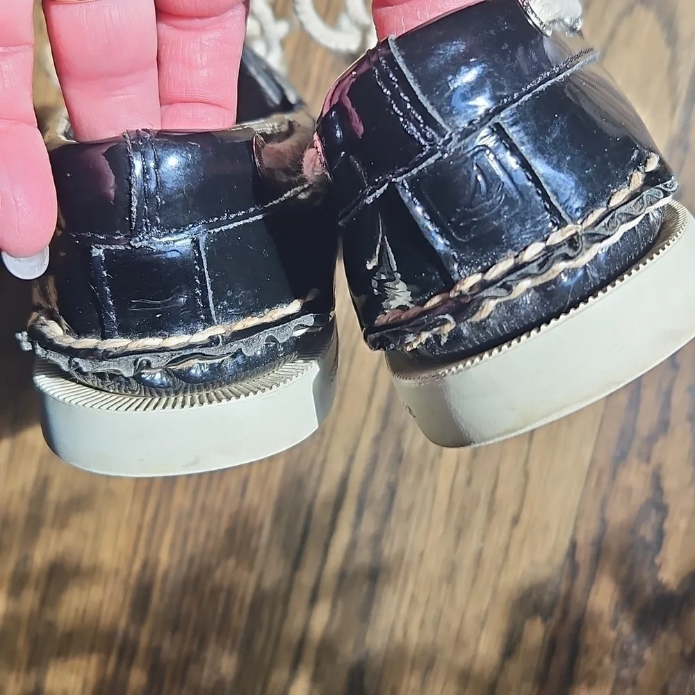 Sperry Black Leather Boat Shoes 6 VGUC
